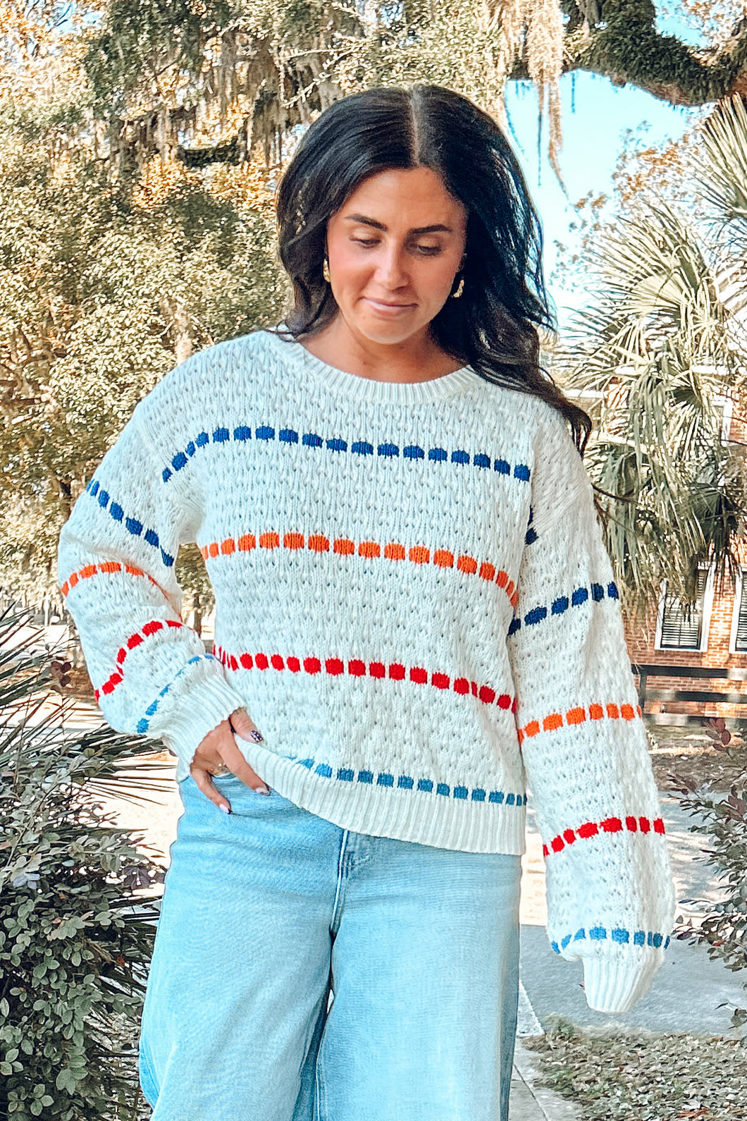 Jolly Striped Sweater | Cream