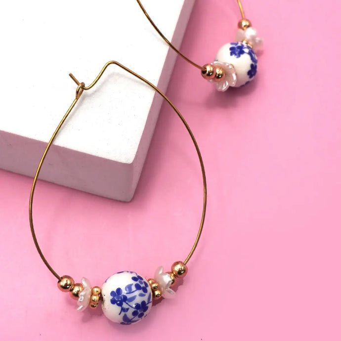 Teardrop Porcelain Earring | Blue