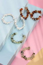 Natural Stone Hoop Earrings | Topaz