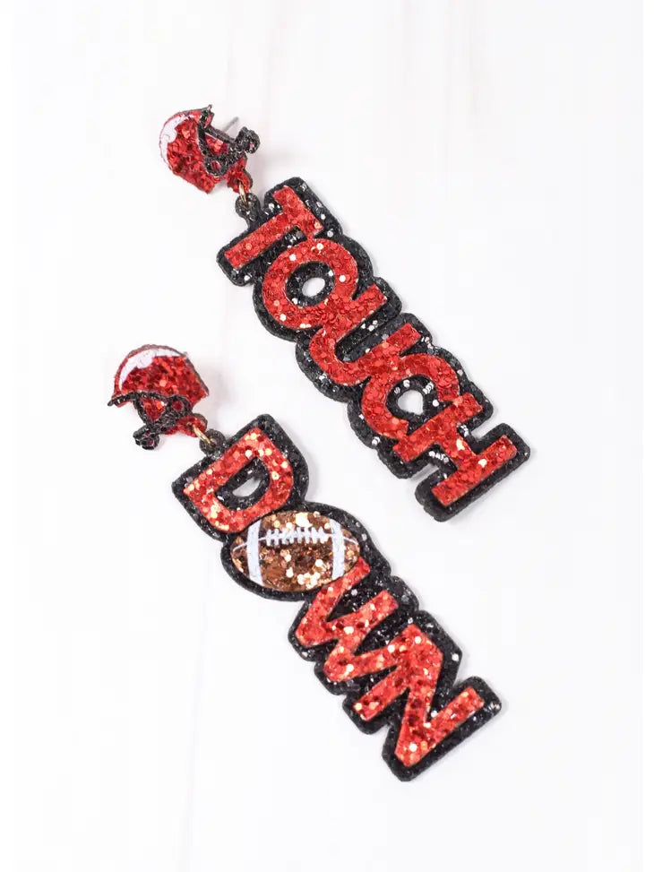 picture 1 Touchdown Glitter Earring | Black/Red
