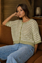 Crochet Knit Cardigan | Olive