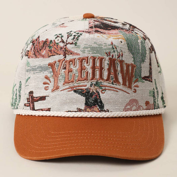 Yeehaw Embroidered Rope Hat | Beige