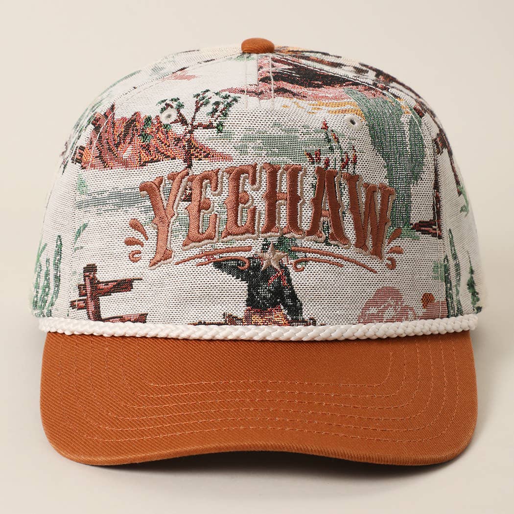 Yeehaw Embroidered Rope Hat | Beige