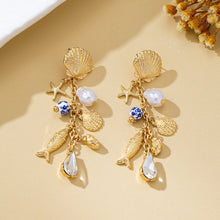Pearl Shell Fish Cluster Earrings | Gold