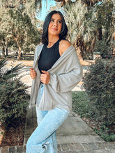 Waffle Stitched Open Cardigan | Grey