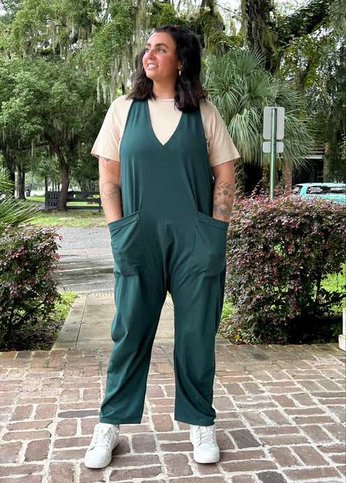 Solid Baggy Jumpsuit | Forrest Green