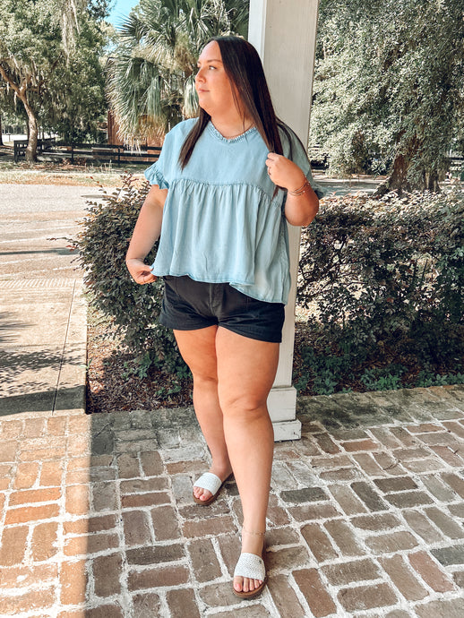 Flowy Denim Curvy Top
