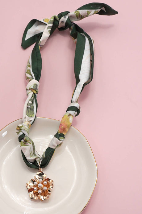 Handmade Scarf Charm Necklace | Pearl Cluster