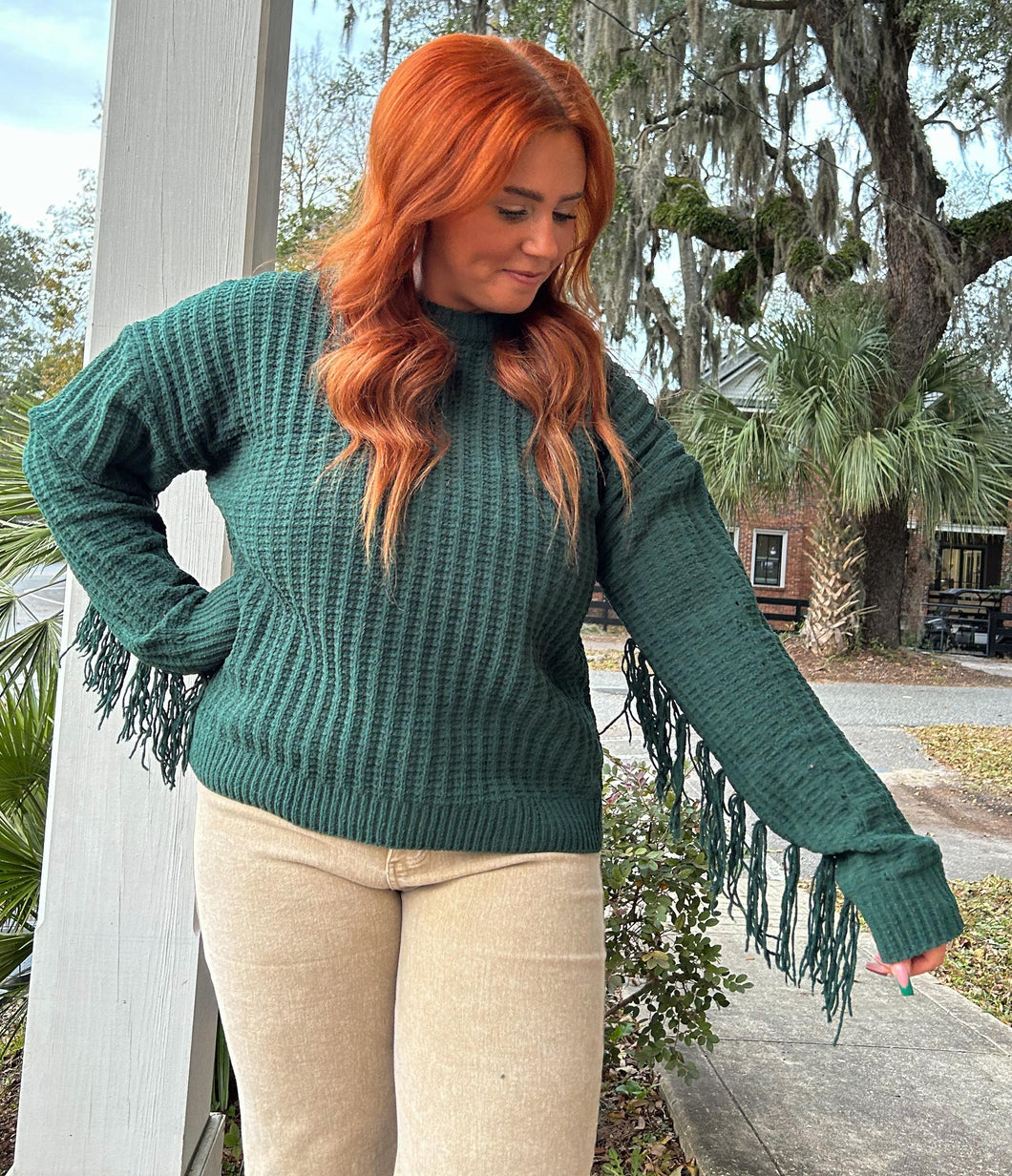 Fringe Out Sweater | Hunter Green