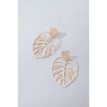 Tropical Leaf Gold Earrings