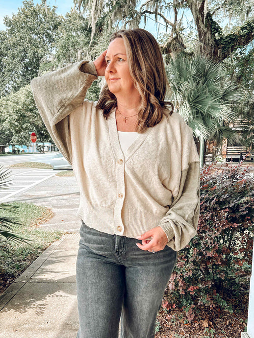 Colorblock Knit Cardigan | Sage