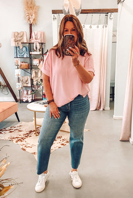 Textured Raw Edge Top | Pink