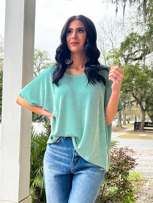 Oversize Ribbed Top | Green