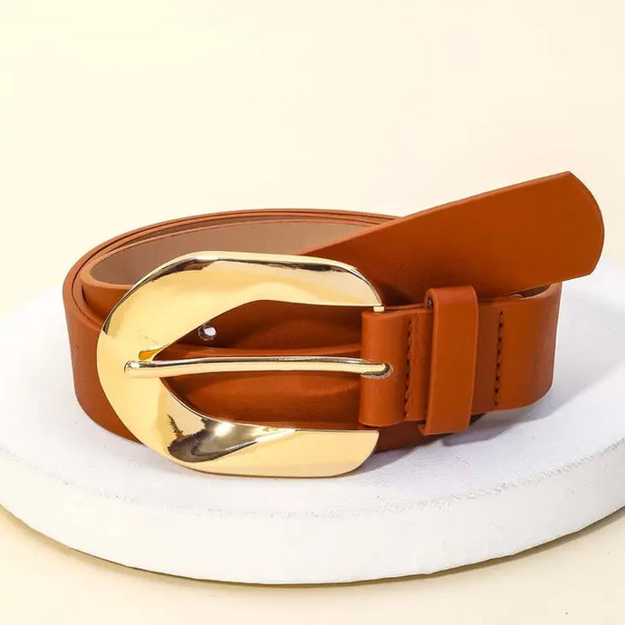 picture 1 Metal Buckle Faux Leather Belt | Brown 