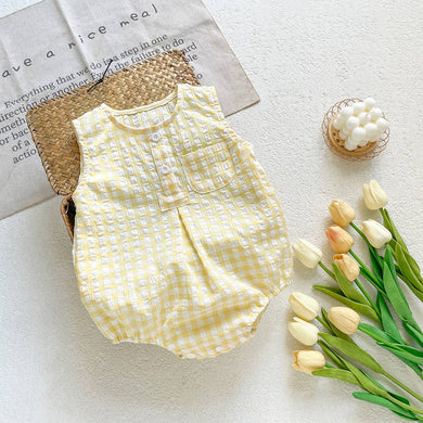 Summer Checkered Romper | Yellow