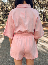 Button Collared Romper | Pink