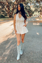 Coastal Denim Halter Romper | White