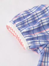 Checkered Apple School Dress | Blue