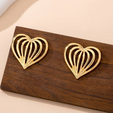 Gold Ribbed Heart Earrings*