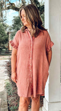 Mineral Wash Gauze Dress | Brick