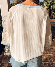 Mixed Print Raglan Top | Blue