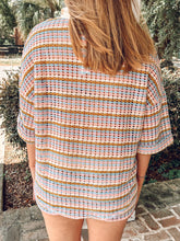 Striped Crochet Button-Up Short Set | Pink/Cream
