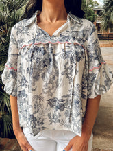 Toi De Floral Top | White/Blue