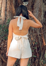 Coastal Denim Halter Romper | White