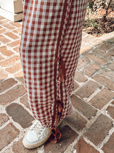 Gingham Bow Tie Cargo Pant | Brown