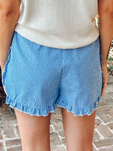 Gingham Ruffle Dolphin Shorts | Navy