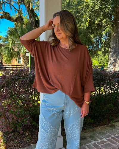 Classic Oversize Dolman Top | Chestnut