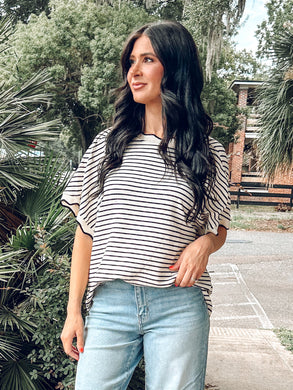 Scalloped Striped Top | Cream