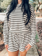 Cozy Stripe Lounge Short Set | Dark Olive