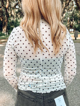 Polka Dot Mesh Top | White