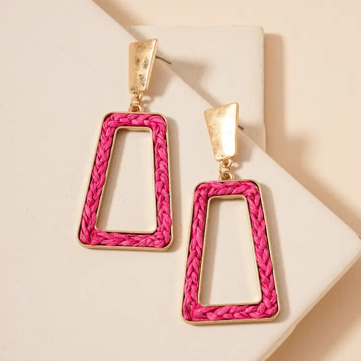 picture 1 Braided Trapezoid Earrings | Pink