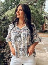 Toi De Floral Top | White/Blue