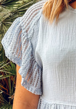Coastal Waffle Knit Mini Dress | Blue