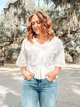 Washed Ruffle Top | White