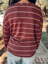 Striped Relaxed Knit Top | Burgundy