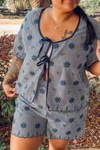 Floral Embroidered Set | Navy