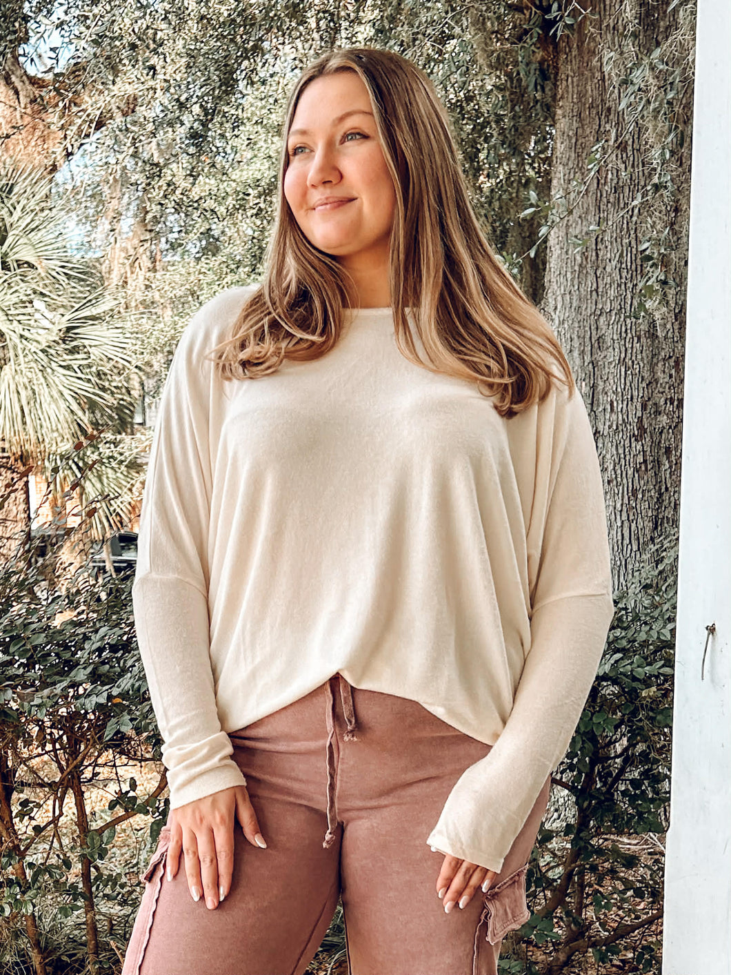 Relaxed Dolman Top | Cream