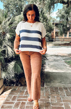 Striped Dolman Boxy Top | Navy