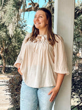 Bow Pleated Top Curvy | Cream