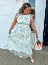 Floral Tulle Midi Dress | Blue
