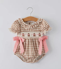 Gingerbread Gingham Romper | Khaki