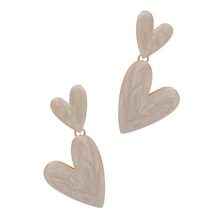 Double Hearts Earrings | Ivory