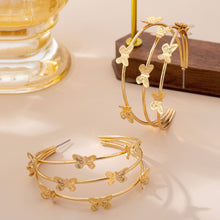 Gold Tri Butterfly Hoop