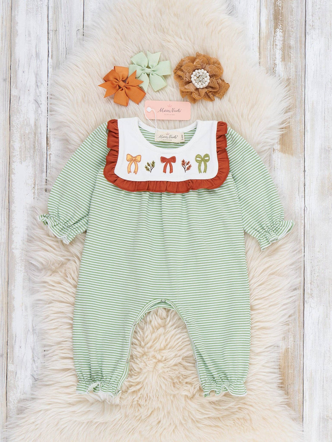 Sweet Bow Embroidered Ruffle Rompe