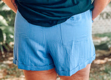 Easy Living Curvy Linen Shorts | Blue