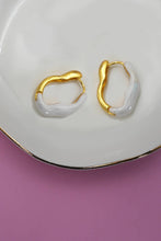 Geo Oval Shape Hoop Earring | Blue